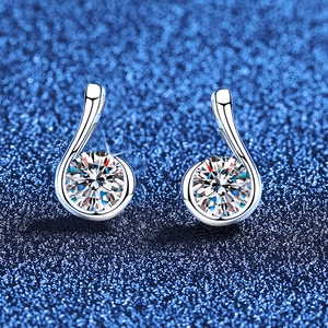 925 Sterling Silver Moissanite Stud Earrings Musical Note Spiral Inlaid Jewelry For Women Commuting Fashion Accessory