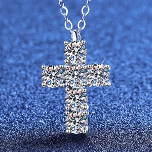 925 Sterlingsilber Kreuz Halskette Für Damen Moissanit Zirkonia Anhänger Luxus Religiöser Schmuck Edle Halskette Geschenk