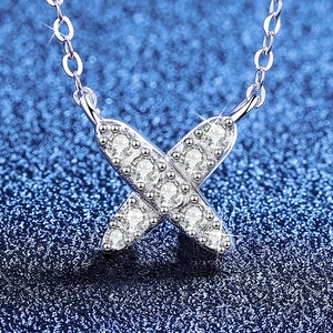 925 Sterling Silver Moissanite Necklace For Women Elegant X Shape Pendant Necklace With GRA Certificate Inlaid Clavicle Chain Jewelry Gift