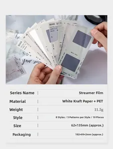 Transparante streamer film stickers van kraftpapier en PET voor DIY-journaling