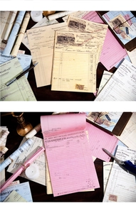 Detailed close-up of vintage contract series paper for DIY scrapbooking and journal collage