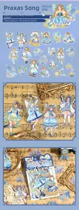 Détail d'autocollants PET de fille elfe bleue avec dorure pour journal et déco