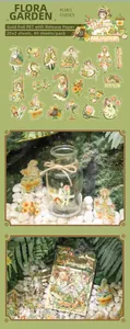 Détail d'autocollants PET de la collection Flora Garden avec dorure et thème fille rétro