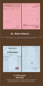 Detail view of vintage document stationery pads with 175x250mm size and 30 sheets
