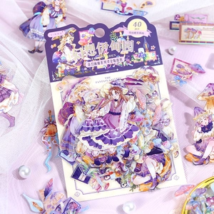 Stickers PET galerie fantaisie de 40 pièces avec détails dorés pour scrapbooking