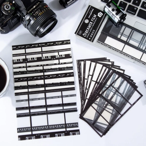 Vintage filmstijl decoratieve PET-stickers voor scrapbooking met een retro achtergrond