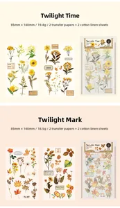 Detailed close-up of floral PVC and cotton linen stickers for vintage journaling decor