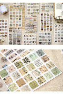 Détails d'autocollants vintage pour scrapbooking avec motifs de journaux et dentelle