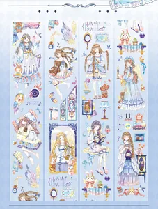 Detail view of PET tape featuring sweet Lolita style girls and dreamy decorative elements
