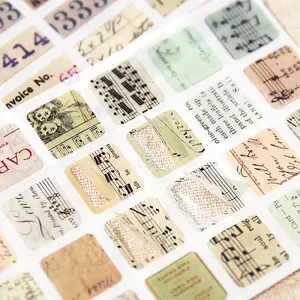 Autocollants esthétiques vintage pour scrapbooking avec notes de musique et journaux