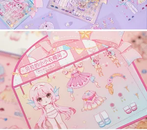 Détails d'autocollants PET de style anime rose de la série Bella's Wardrobe DIY