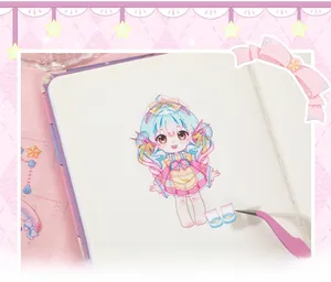 Détail d'autocollants PET anime mignons avec encre blanche pour décoration d'agenda