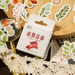 Boxed Decorative Stickers Foggy Forest Plant Mushroom Adhesive Sticker Set For Handledger Album Journal DIY Stationery