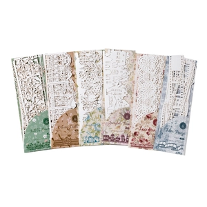 Set di 5 strisce di carta pizzo per scrapbooking con intricati motivi floreali intagliati