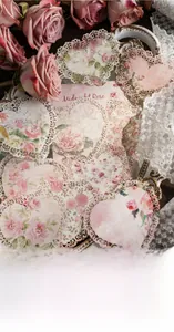Detail of vintage floral lace paper with Midnight Rose pattern for journaling