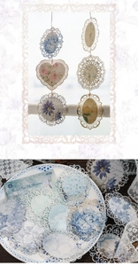 Detailed view of Quiet Sea Of Flowers vintage lace stickers with floral hollow patterns