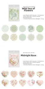 Detailed view of hollow floral lace paper sets for journaling and DIY crafts