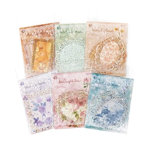 Vintage floral lace paper set with six colors for scrapbooking and DIY journals