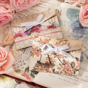 Χάρτινοι φάκελοι Dream Garden με δαντέλα και vintage φλοράλ σχέδια για DIY scrapbooking