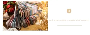 Nahaufnahme des Vintage-Aufkleberbuchs mit 50 Blatt geschichtetem DIY-Bastelpapier