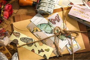 Vintage butterfly sticker booklet and bookmarks set for retro DIY scrapbooking decor