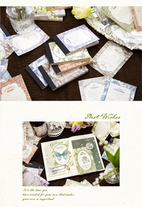 French vintage scrapbook paper set with floral sketches in muted Morandi colors