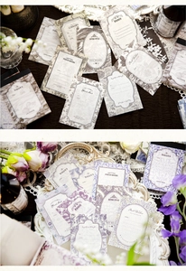 Close-up of vintage DIY craft paper with floral patterns and retro French typography