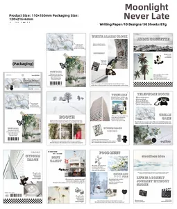 Flache Ansicht von Vintage Scrapbooking Papier Set mit 10 Mustern für Tagebuch und DIY Deko