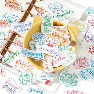 Adesivi washi tape stile acquerello con parole inglesi per decorazione di diari fai-da-te