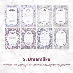 Detail of vintage European floral note pads with retro frames for DIY journaling
