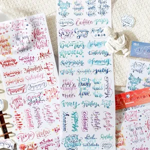 Adesivi washi tape artistici pastello con mesi e frasi per il fai da te del diario