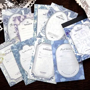 Vintage floral memo pads for DIY scrapbooking with elegant blue and purple flower patterns