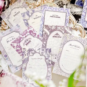 Vintage floral purple sticky notes and decorative cards for DIY scrapbooking and journaling