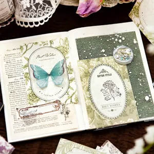 Vintage butterfly and floral scrapbooking paper set for DIY journal decoration