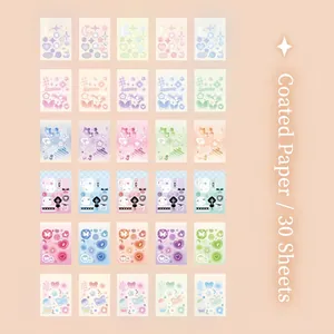 Set de 30 pegatinas de ensueño con motivos de estrellas, luna y mariposas en papel