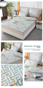 Detail of Thai latex cooling mat in light green with quilted floral patterns for summer