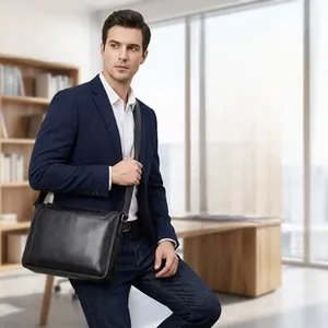 Detail of genuine leather shoulder bag showing the premium texture and luxury finish