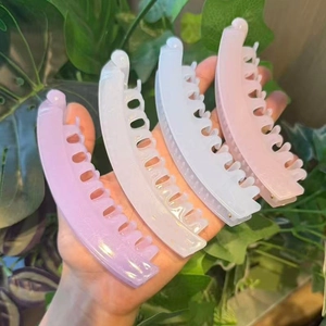 Pince Banane Couleur Gelée Grande Griffe À Cheveux Pour Queue De Cheval Haute Plastique Élégant Femmes