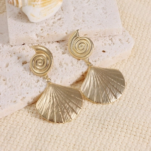 Bohemian Ocean Style Alloy Conch Scallop Shell Dangle Earrings For Women Summer Beach Vacation Gold Silver Statement Jewelry