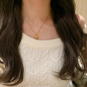 Vintage S925 sterling silver pumpkin gourd pendant necklace in gold matte finish for women