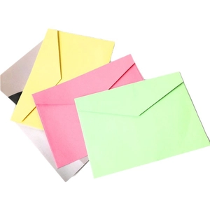 Vintage kraft paper envelope set in multi-color pastel tones with classic flap design