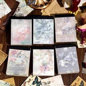 Πακέτο Χαρτιού Υλικού Scrapbooking Vintage για Διακόσμηση Journaling DIY Πεταλούδα Λουλουδάτο Αισθητική Vellum Kraft Χαρτί Γραφικής Ύλης