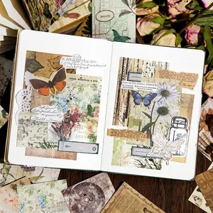 Vintage διακοσμητικά χαρτιά scrapbooking με πεταλούδες και λουλουδάτο σχέδιο