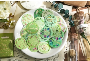 Detail of floral stickers in vintage style, perfect for gift wrapping and scrapbooking