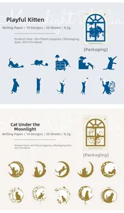 Detailed size and specs for mischievous cat and moon series DIY decorative stickers