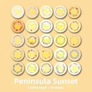 Detailed grid of 50 floral wreath paper stickers for decorative scrapbooking