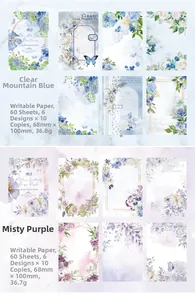 Detailed view of vintage floral scrapbooking paper with butterflies and quotes in 68x100mm