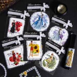 Adesivi PET Vintage in Pizzo per Danza Classica per Scrapbooking Fai-da-te Diario Collage Decorativi Fiori e Figure