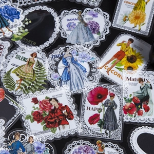 Adesivi PET vintage a tema balletto e pizzo floreale per scrapbooking e collage