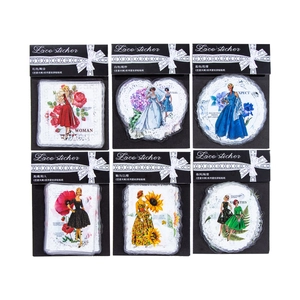 Adesivi vintage collage in pizzo ballerina con ritratti floreali in sei colori diversi
